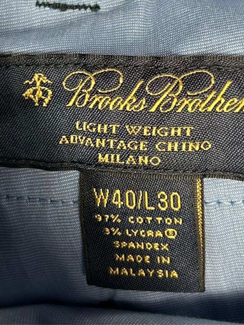 Brooks‎ Brothers Advantage Chino Milano Pants Mens 40x30 Blue Mid Rise Formal - Picture 8 of 16